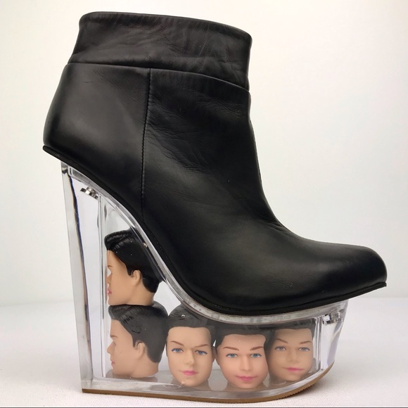 Jeffrey Campbell Black Icy Man Head Lucite Bootie - Picture 3 of 8